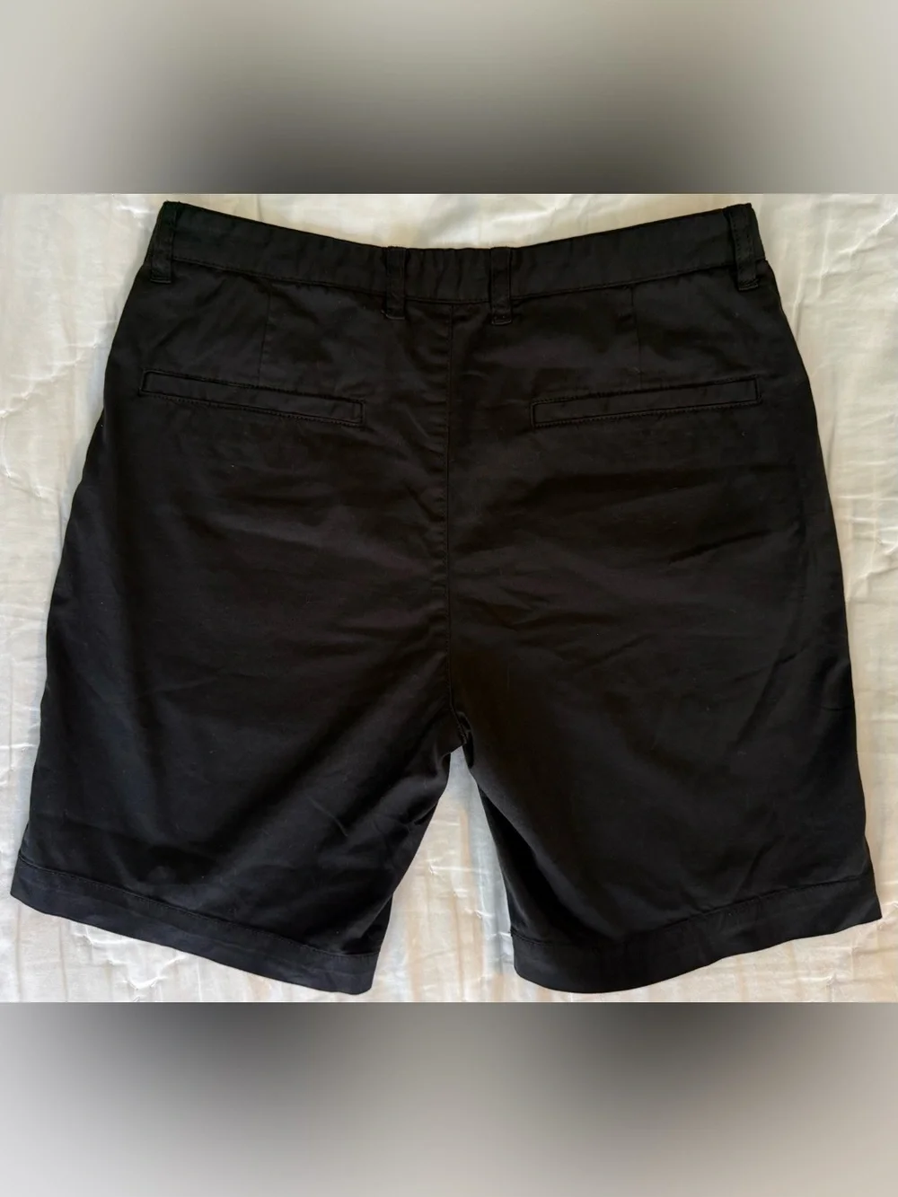 NWT Saks Fifth Avenue Mens 29 Black Stretch Chino Casual Shorts Flat Front